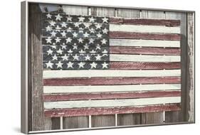 Worn Wooden American Flag, Fire Island, New York-Julien McRoberts-Framed Photographic Print