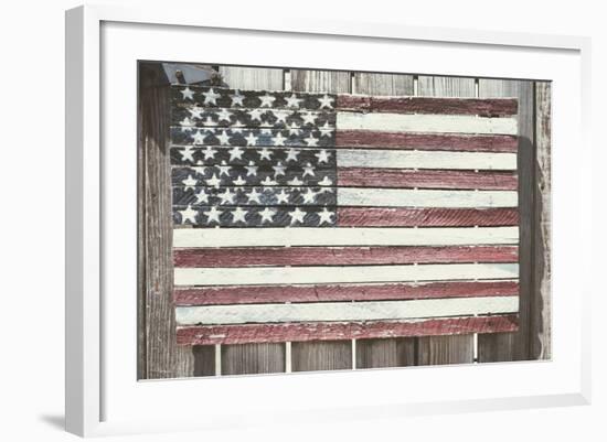 Worn Wooden American Flag, Fire Island, New York-Julien McRoberts-Framed Photographic Print