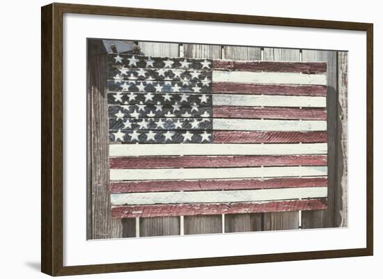 Worn Wooden American Flag, Fire Island, New York-Julien McRoberts-Framed Photographic Print