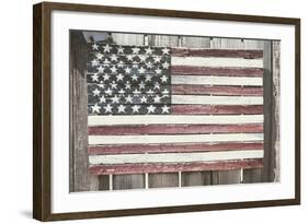 Worn Wooden American Flag, Fire Island, New York-Julien McRoberts-Framed Photographic Print