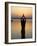 Worship Ceremony at Night by Ganges River, Varanasi, India-Keren Su-Framed Photographic Print