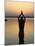 Worship Ceremony at Night by Ganges River, Varanasi, India-Keren Su-Mounted Photographic Print