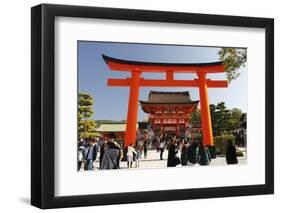 Worship Hall and Torii Gate, Fushimi Inari Taisha Shrine, Kyoto, Japan, Asia-Stuart Black-Framed Photographic Print