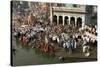 Worshippers at the Ramkund Tank on the Ghats Along the Holy River Godavari-Tony Waltham-Stretched Canvas