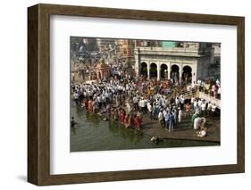 Worshippers at the Ramkund Tank on the Ghats Along the Holy River Godavari-Tony Waltham-Framed Photographic Print
