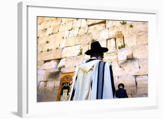 Worshippers at the Western Wall, Jerusalem, Israel, Middle East,-Neil Farrin-Framed Photographic Print