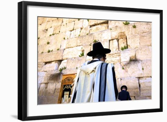 Worshippers at the Western Wall, Jerusalem, Israel, Middle East,-Neil Farrin-Framed Photographic Print