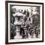 Worshippers Crossing the Semi-Circular Bridge to Kameido Temple Beyond, Looking North, Tokyo, Japan-Underwood & Underwood-Framed Photographic Print