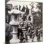 Worshippers Crossing the Semi-Circular Bridge to Kameido Temple Beyond, Looking North, Tokyo, Japan-Underwood & Underwood-Mounted Photographic Print