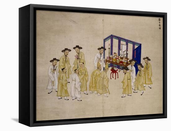 Worshipping an Ancestor-Kim Junkeun-Framed Stretched Canvas