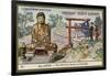Worshipping before a Statue of the Buddha, Japan-null-Framed Giclee Print