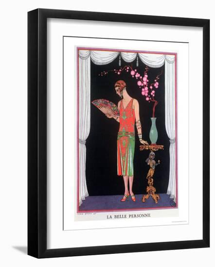 Worth Evening Dress, Fashion Plate from Gazette Du Bon Ton, 1925-Georges Barbier-Framed Premium Giclee Print