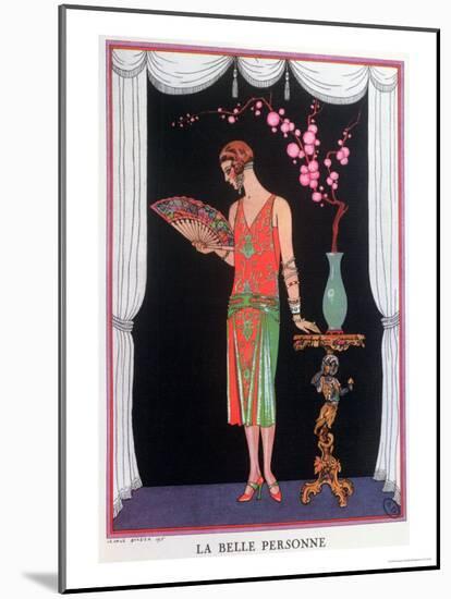 Worth Evening Dress, Fashion Plate from Gazette Du Bon Ton, 1925-Georges Barbier-Mounted Giclee Print