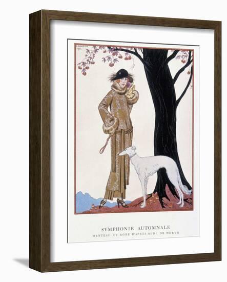 Worth Fall Coat and Dress - in “The Gazette of Good Tone””, 1922. Illustration by George Barbier (1-Georges Barbier-Framed Giclee Print
