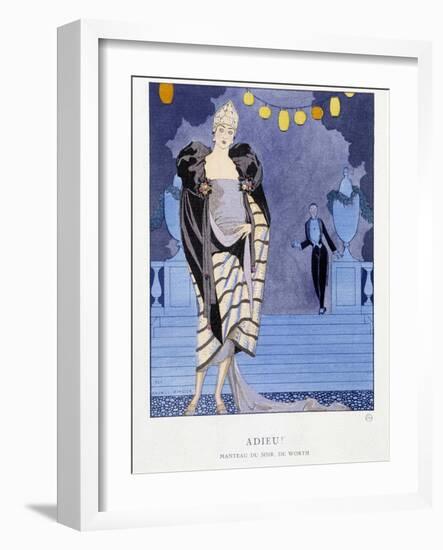 Worth's Women's Evening Coat: “Farewell”” - Illustration by George Barbier (1882-1932), in “The Gaz-Georges Barbier-Framed Giclee Print