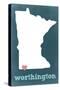 Worthington, Minnesota - Chalkboard and Heart-Lantern Press-Stretched Canvas
