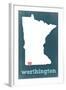 Worthington, Minnesota - Chalkboard and Heart-Lantern Press-Framed Art Print