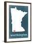 Worthington, Minnesota - Chalkboard and Heart-Lantern Press-Framed Art Print