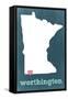 Worthington, Minnesota - Chalkboard and Heart-Lantern Press-Framed Stretched Canvas