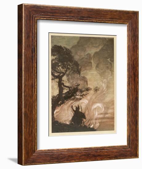 Wotan at the Pyre-Arthur Rackham-Framed Art Print