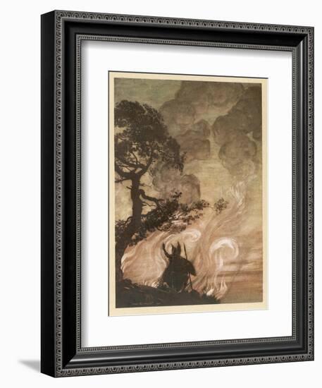 Wotan at the Pyre-Arthur Rackham-Framed Art Print