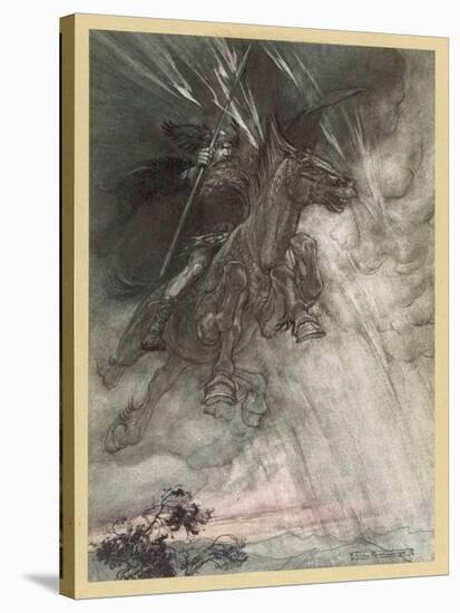 Wotan Rides to Rock-Arthur Rackham-Stretched Canvas