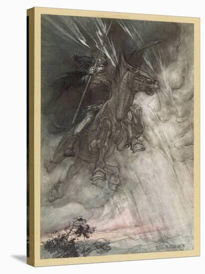 Wotan Rides to Rock-Arthur Rackham-Stretched Canvas