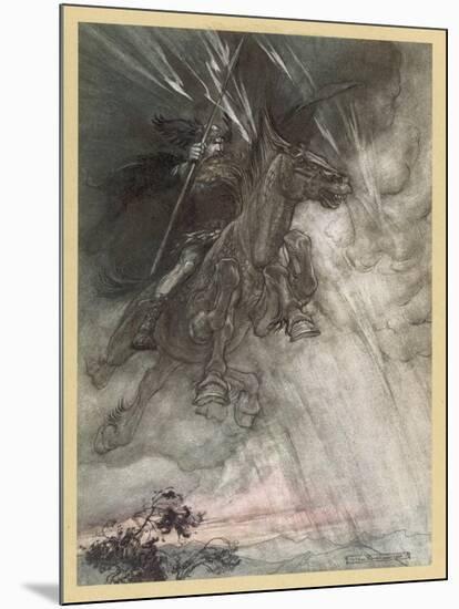 Wotan Rides to Rock-Arthur Rackham-Mounted Art Print