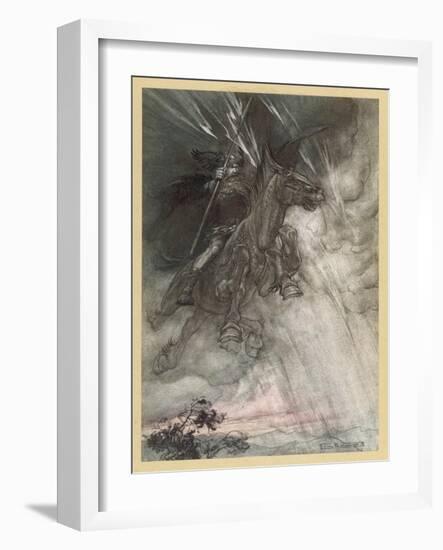 Wotan Rides to Rock-Arthur Rackham-Framed Art Print