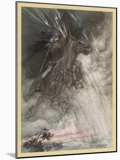 Wotan Rides to Rock-Arthur Rackham-Mounted Art Print