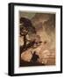 Wotan turns, looks sorrowfully back at Brunnhilde, illustration, 'The Rhinegold and the Valkyrie'-Arthur Rackham-Framed Giclee Print