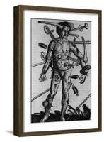 Wound Man Illustrates Effects of Different Weapons. by Hans Wechtlin, Ca. 1500-null-Framed Art Print