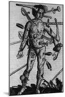 Wound Man Illustrates Effects of Different Weapons. by Hans Wechtlin, Ca. 1500-null-Mounted Art Print