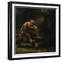 Wounded bear hunter, 1861-Knud Bergslien-Framed Giclee Print