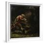 Wounded bear hunter, 1861-Knud Bergslien-Framed Giclee Print