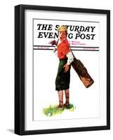 "Wounded Caddy," Saturday Evening Post Cover, July 18, 1936-Charles A. MacLellan-Framed Giclee Print