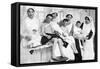 Wounded Children from Ypres with Nurses at La Panne, Belgium, First World War, 1914-1918-null-Framed Stretched Canvas