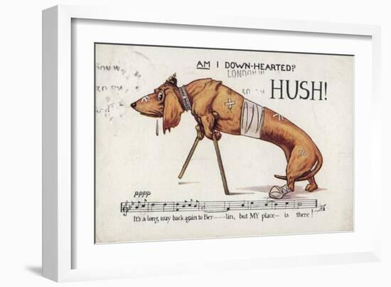 Wounded German Dachshund on Crutches-null-Framed Giclee Print