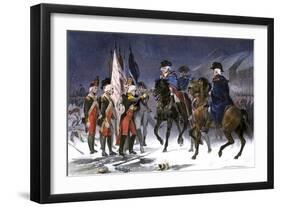 Wounded Hessian Colonel Rahl Surrenders Trenton to George Washington, December 1776-null-Framed Giclee Print