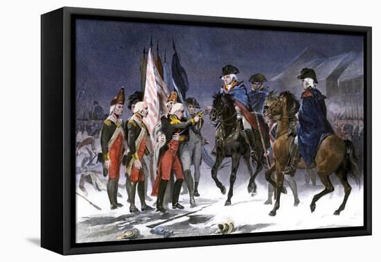 Wounded Hessian Colonel Rahl Surrenders Trenton to George Washington, December 1776-null-Framed Stretched Canvas