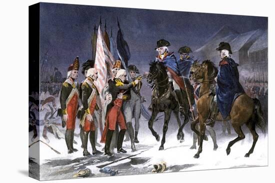 Wounded Hessian Colonel Rahl Surrenders Trenton to George Washington, December 1776-null-Stretched Canvas