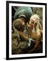 Wounded Marine Being Bandaged in Muddy Jungle During OP Prairie US Military Sweep South of DMZ-Larry Burrows-Framed Photographic Print