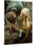 Wounded Marine Being Bandaged in Muddy Jungle During OP Prairie US Military Sweep South of DMZ-Larry Burrows-Mounted Photographic Print