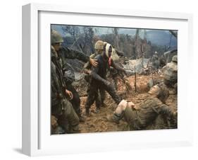 Wounded Marine Gunnery Sgt. Jeremiah Purdie During the Vietnam War-Larry Burrows-Framed Photographic Print