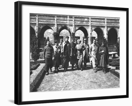 Wounded Soldiers from the Scottish Women's Hospital with Mrs. Harley in the Gardens of Royaumont…-Jacques Moreau-Framed Photographic Print