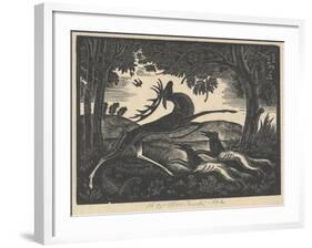 Wounded Stag, 1930 (Woodcut)-Stanislav Ostoja-Chrostovski-Framed Giclee Print