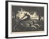 Wounded Stag, 1930 (Woodcut)-Stanislav Ostoja-Chrostovski-Framed Giclee Print