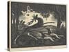 Wounded Stag, 1930 (Woodcut)-Stanislav Ostoja-Chrostovski-Stretched Canvas