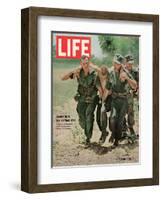 Wounded US Marine Helped to Safety by his Buddies During Fight with Viet Cong, July 2, 1965-Bill Eppridge-Framed Photographic Print