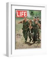 Wounded US Marine Helped to Safety by his Buddies During Fight with Viet Cong, July 2, 1965-Bill Eppridge-Framed Photographic Print